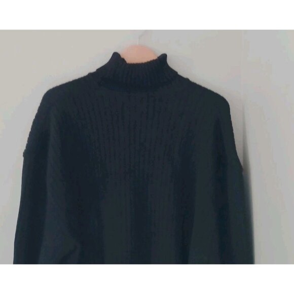 Vintage Saint James Guernsey Sweater Turtleneck Wool Size XXL 48 Black Ribbed - Picture 7 of 11